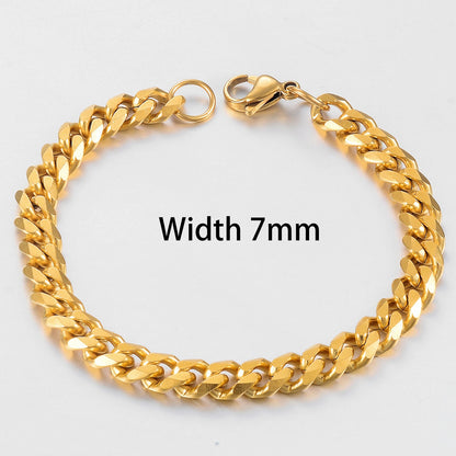 Gold Cuban Bracelet – Stainless Steel, Unisex Fashion Jewelry, Bold Hip Hop Style