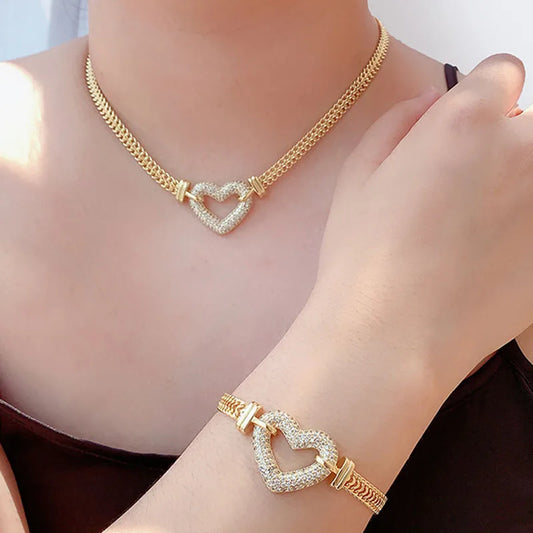 Lovers Heart Set – Pendant & Bracelet Duo