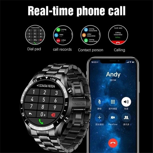 Touch Screen Smartwatch – Bluetooth Call, Steel Strap, Fitness Tracking