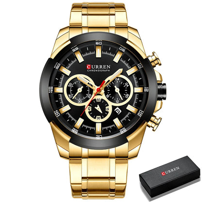 Sport Chronograph Watch – Big Dial, Luxury Quartz Steel Wristwatch