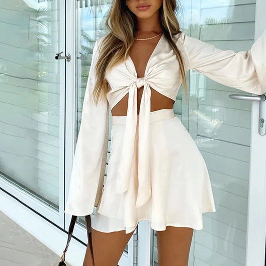 Lantern Sleeve Cardigan & Wrap Skirt