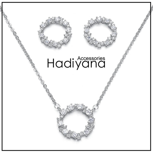 Round Pendant & Studs Set – Zirconia Glow