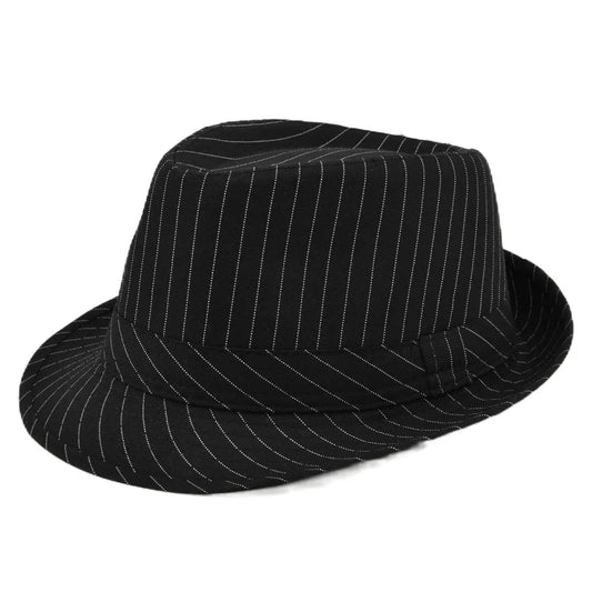Linen Fedora Hat – British Stripe Summer Jazz Cap for Men