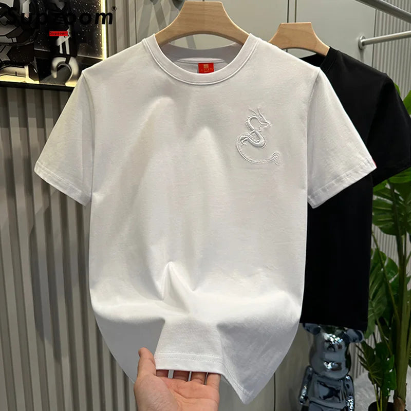 Heavy Texture Embroidered Tee – Loose Fit