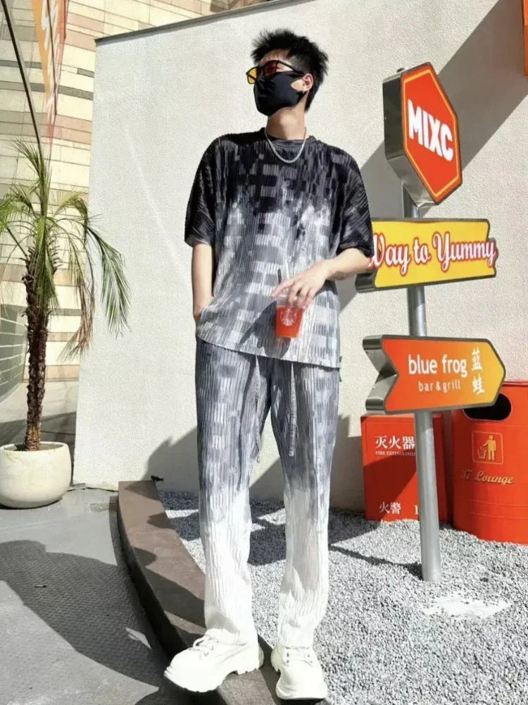 Graphic Nylon Workout Tee & Pants Set – Korean Style
