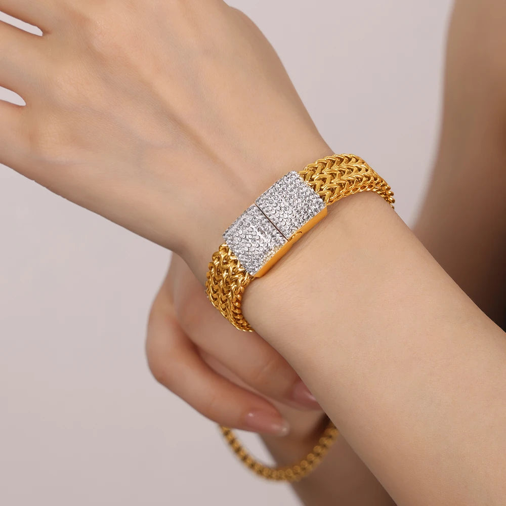 Chain Link Bangle – Gold Stainless Steel Bracelet for Women