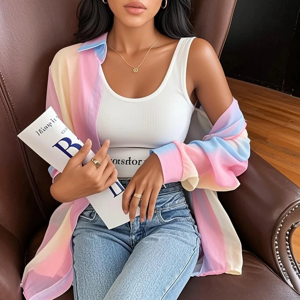 Color Flow – Rainbow Gradient Long Sleeve Top
