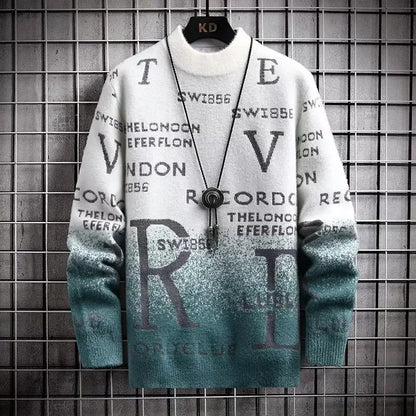 English Print Korean Fit Sweater