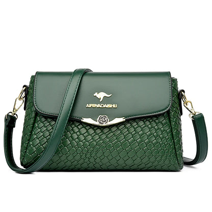 Knitted PU Leather Messenger | Designer Handbag Tote