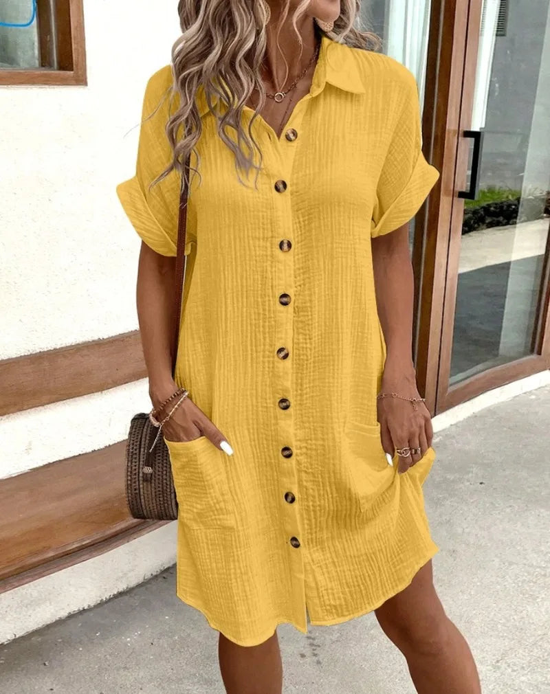 Chiffon Spaghetti Strap Mini Dress — Elastic High Waist Casual