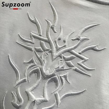 Heavy Texture Embroidered Tee – Loose Fit