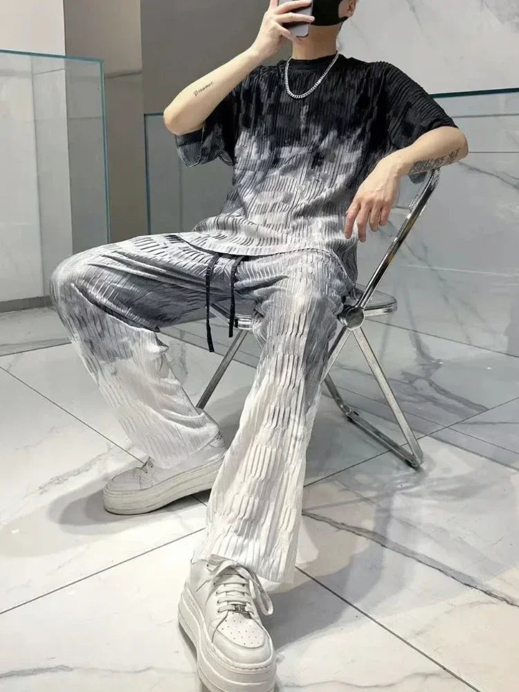 Graphic Nylon Workout Tee & Pants Set – Korean Style