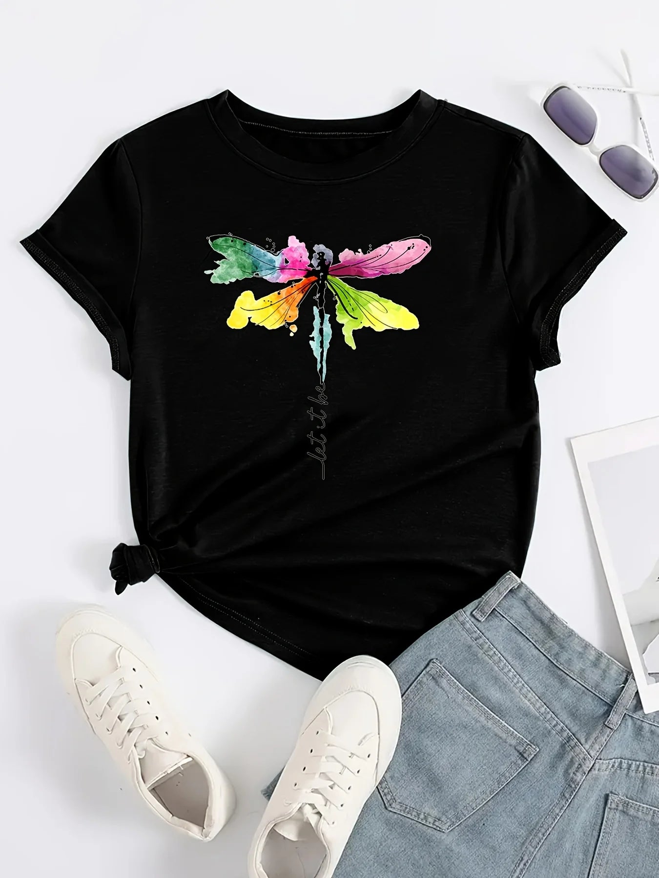 Spring Breeze – Dragonfly Graphic Short Sleeve Top