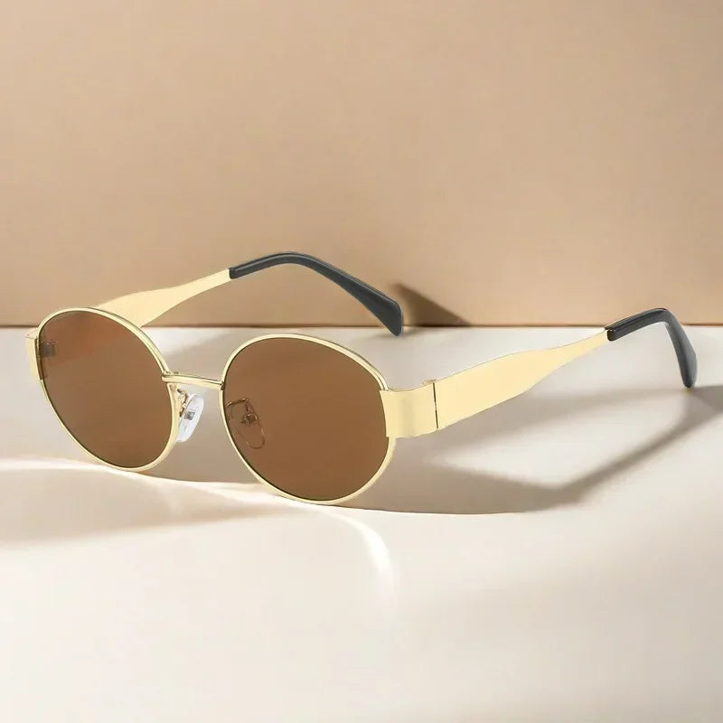 NovaShield | Oval Metal Sunglasses – Vintage Chic, Full UV Sunblock