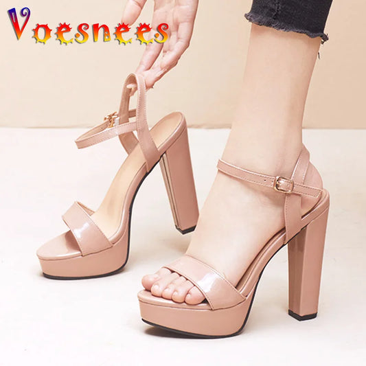 Elevate | Chunky 12CM Heel Sandals – Waterproof Platform & Ankle Strap