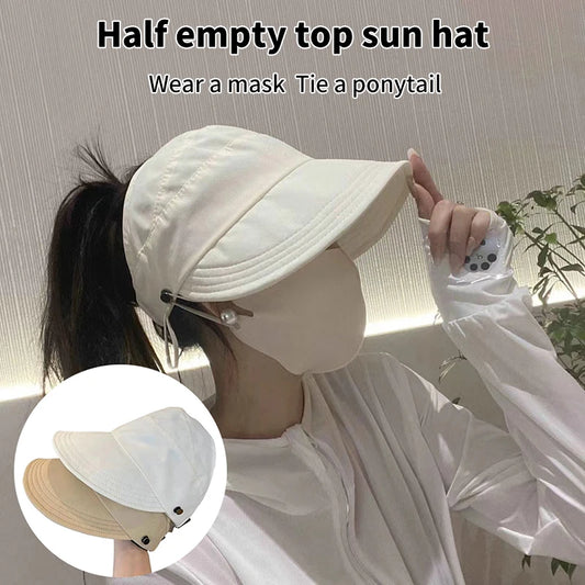 Adjustable Wide Brim Foldable Sun Hat | Quick-Dry Ponytail Fisherman Cap