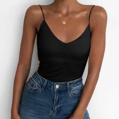 Satin Solid Slim Camisole — Summer Strap Vest