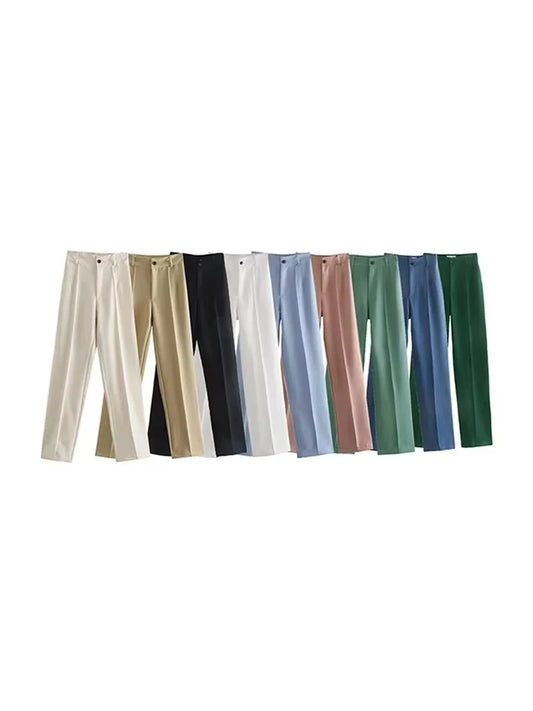 Office Wear Straight Pants — Vintage High Waist