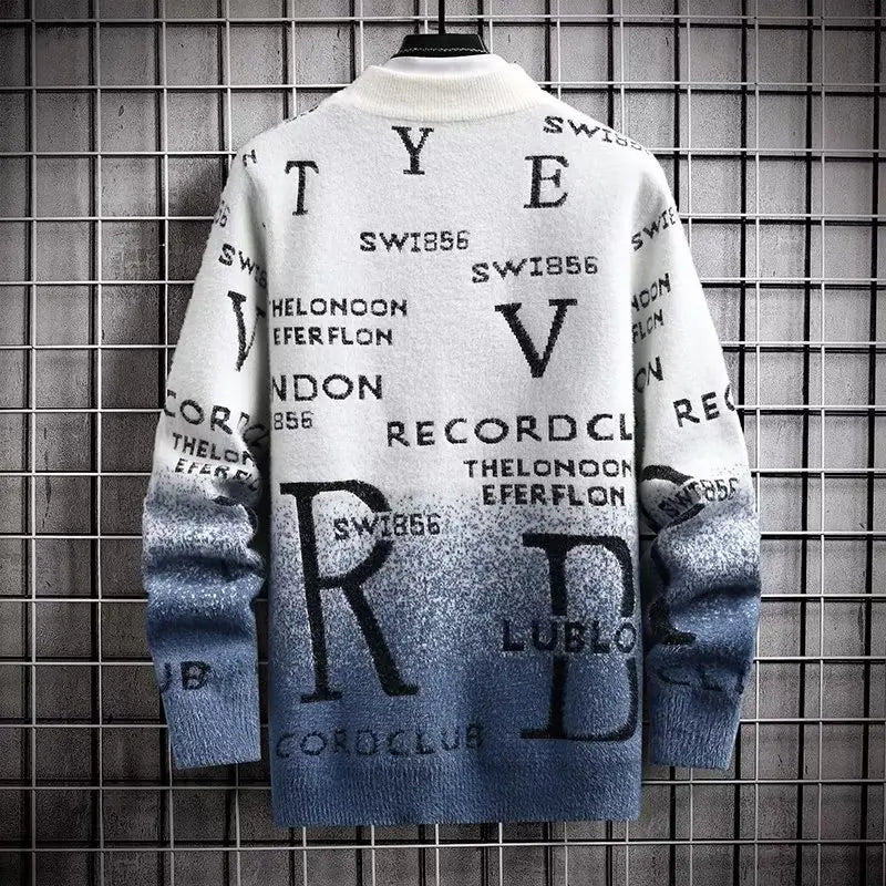 English Print Korean Fit Sweater