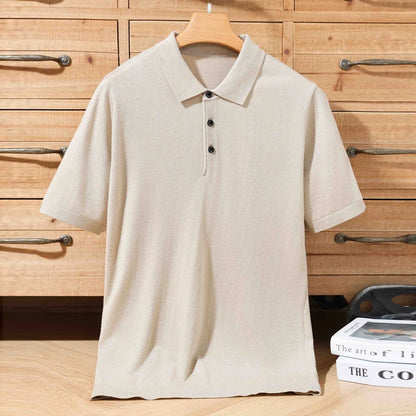 Lightweight Worsted Wool Polo Sweater – Refined Short Sleeve Knit