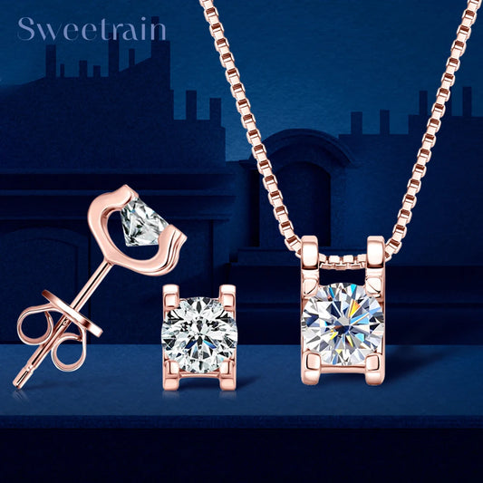 Moissanite Pendant & Earrings Set – 0.5ct Silver Glow