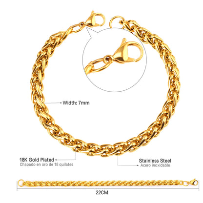 Cuban Chain Bracelet – Stainless Steel, Gold-Tone, Punk Style Jewelry for Men & Women