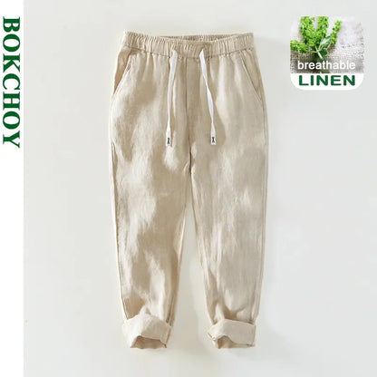 100% Linen Oversized Simple Casual Trousers