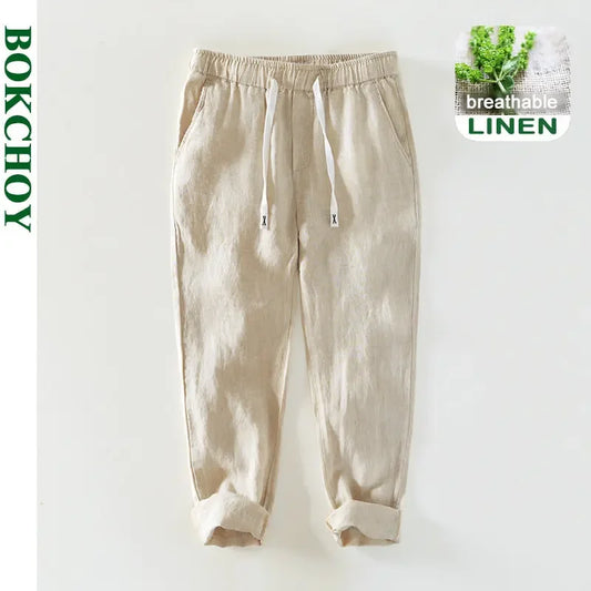 100% Linen Oversized Simple Casual Trousers