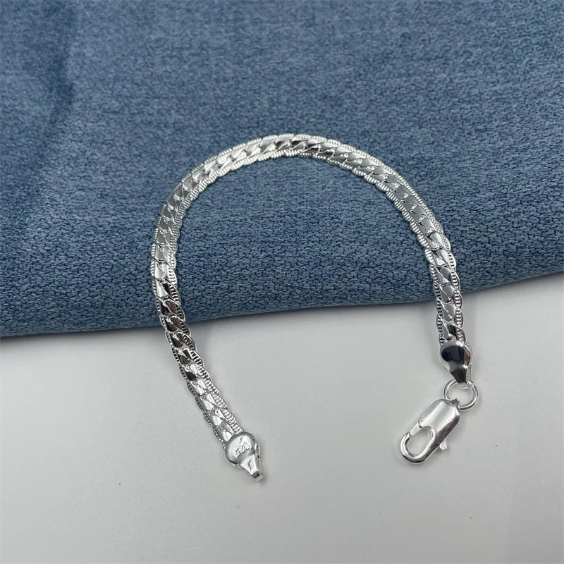 Full Chain Necklace & Bracelet Set – 925 Silver