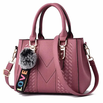 Embroidery Messenger Bag | Leather Hair Ball Handbag