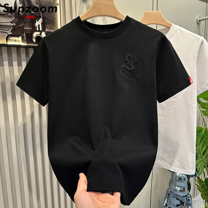 Heavy Texture Embroidered Tee – Loose Fit