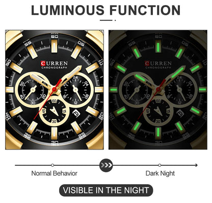 Sport Chronograph Watch – Big Dial, Luxury Quartz Steel Wristwatch