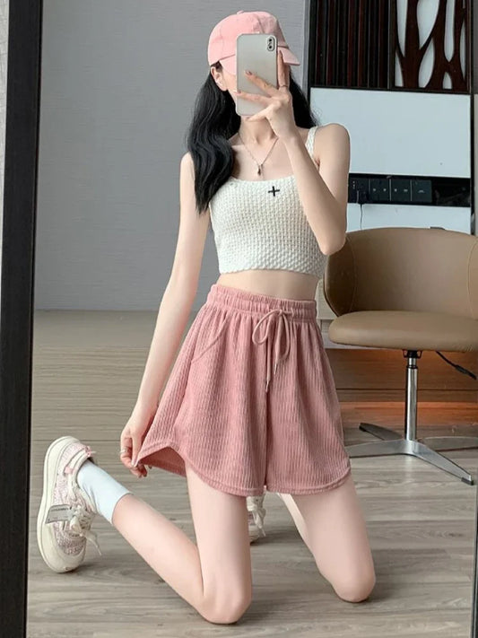 High Waist Wide Elastic Shorts — Outdoor Stretchy Classic