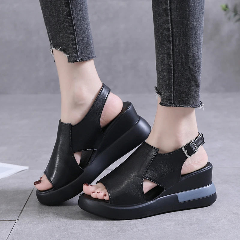 Platform Thick-Soled Sandals for Women, Lightweight Wedge Heel Fish Mouth Sandals