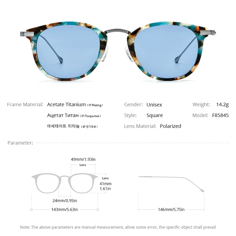 FONEX Acetate Titanium Polarized Sunglasses – Vintage Round Unisex Design