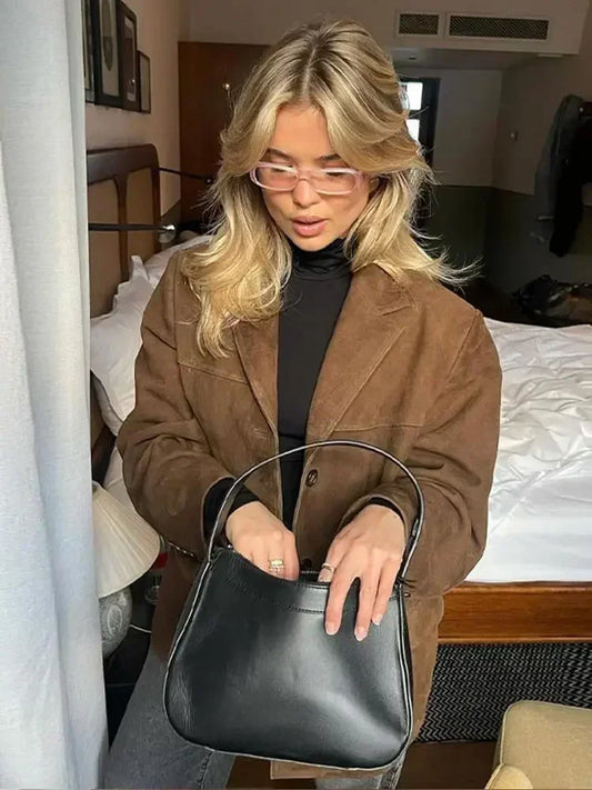 Brown Suede Lapel Jacket