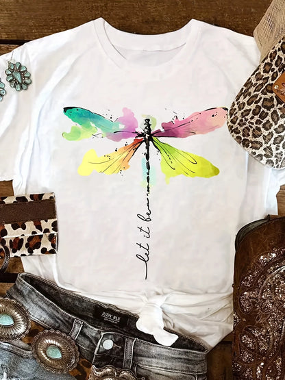 Spring Breeze – Dragonfly Graphic Short Sleeve Top