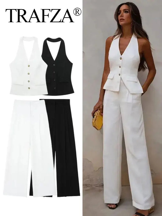 Halter Blazer Vest & Trousers Suit