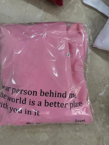 Oversized Letter Hoodie — “Dear Person Behind Me” Print, Casual