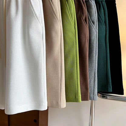 Waffle Knit Loose Shorts – Multi-Color
