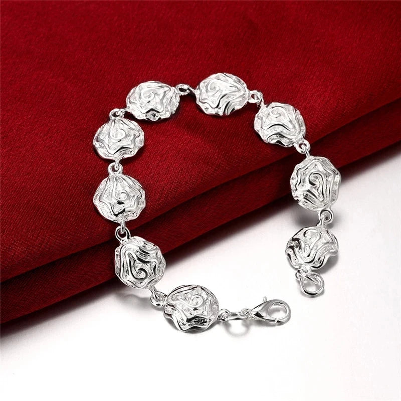 Rose Flower Jewelry Set – Romantic Sterling Silver