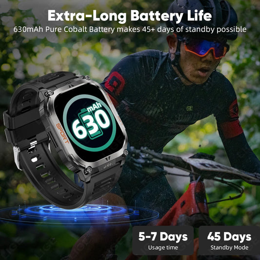 GPS Military Smartwatch – Compass, Flashlight, Waterproof, Long Battery Life