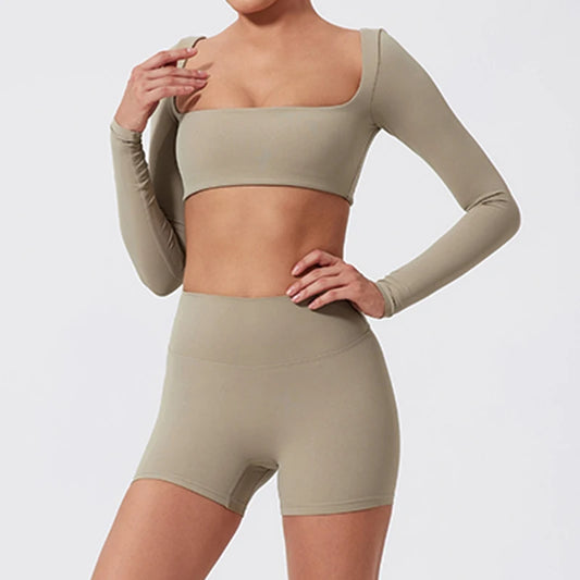 Ctenkevet Long-Sleeved Sports Set — Women's Outdoor Running & Yoga Activewear Crop Top          Perguntar ao ChatGPT