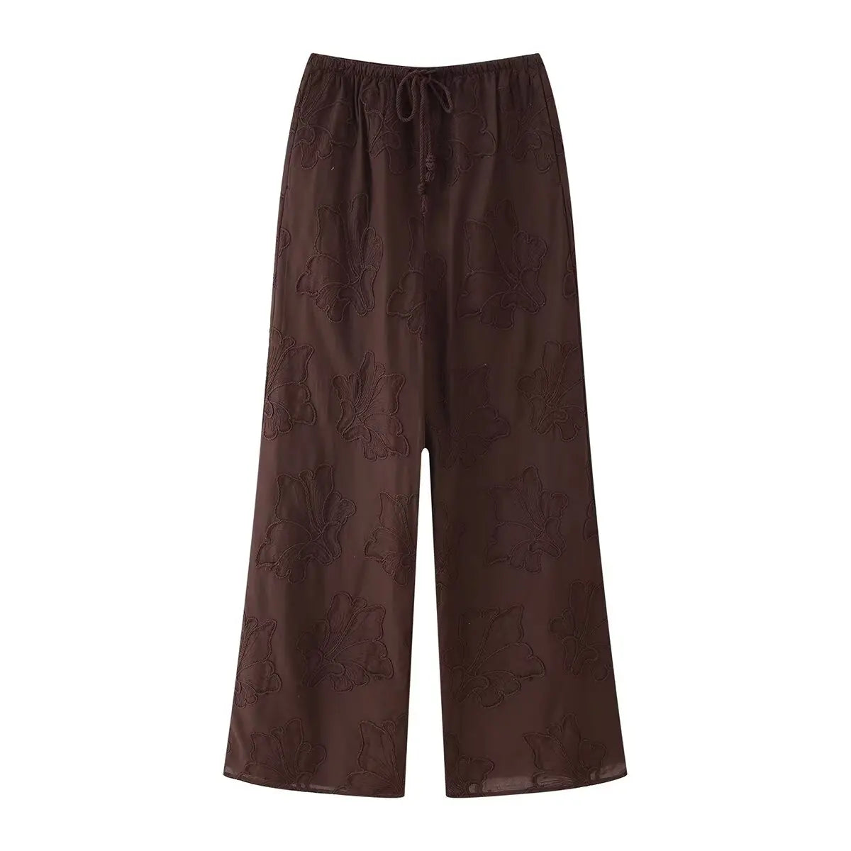 Embroidered Retro Set – Lace-up Vest & Summer Trousers