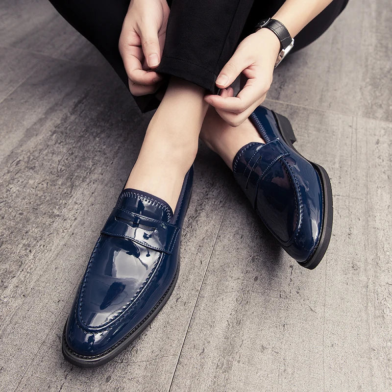 Glossy Leather Loafers — Paris-Inspired Elegance with Gold Accents