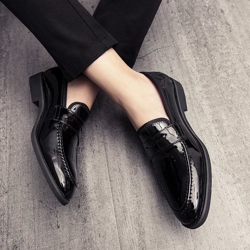 Glossy Leather Loafers — Paris-Inspired Elegance with Gold Accents