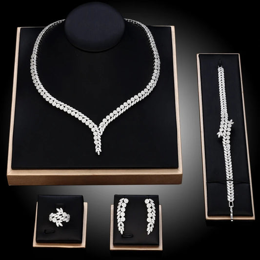 Bridal Zirconia Jewelry Set – 4-Piece Party Shine