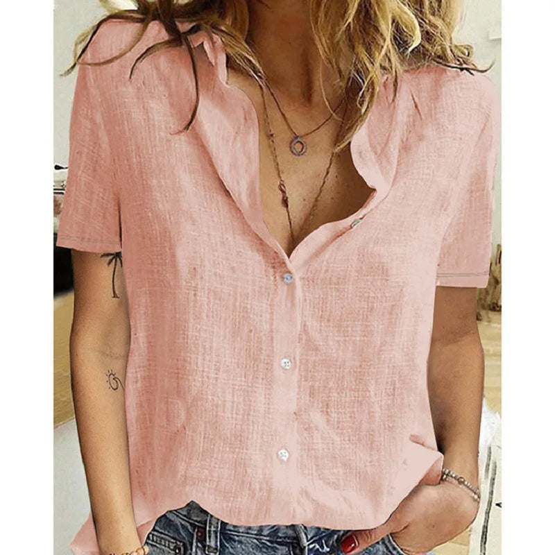 Soft Layers – Oversized Linen Shirt with Birds Print