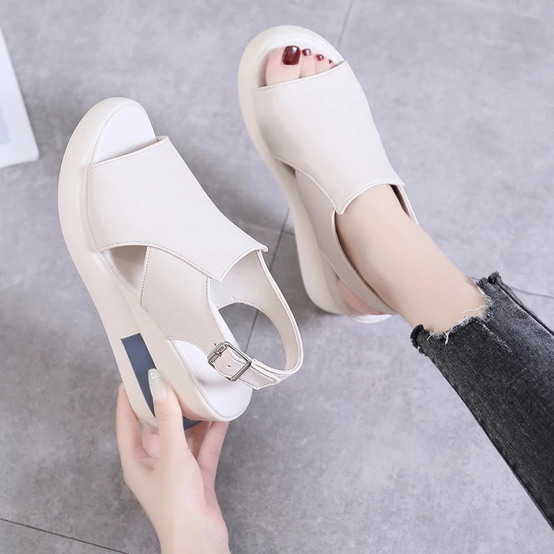 Platform Thick-Soled Sandals for Women, Lightweight Wedge Heel Fish Mouth Sandals