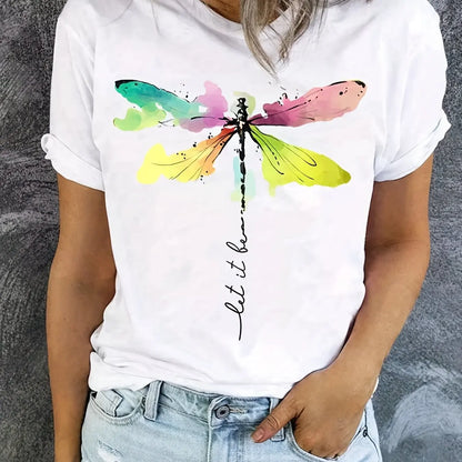 Spring Breeze – Dragonfly Graphic Short Sleeve Top